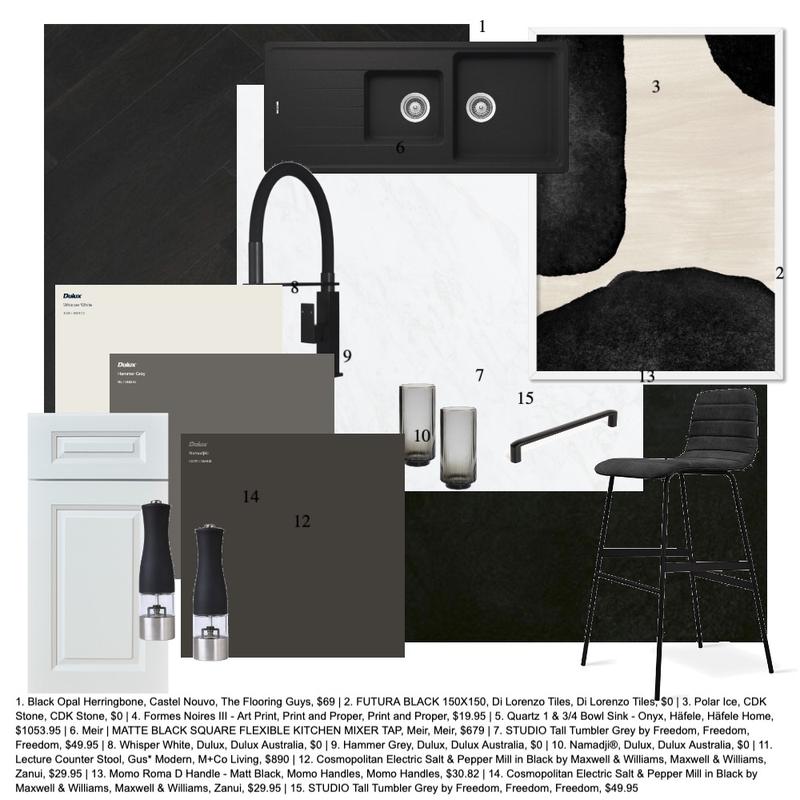 Black and white Kitchen Mood Board by Interiors by Sydney on Style Sourcebook