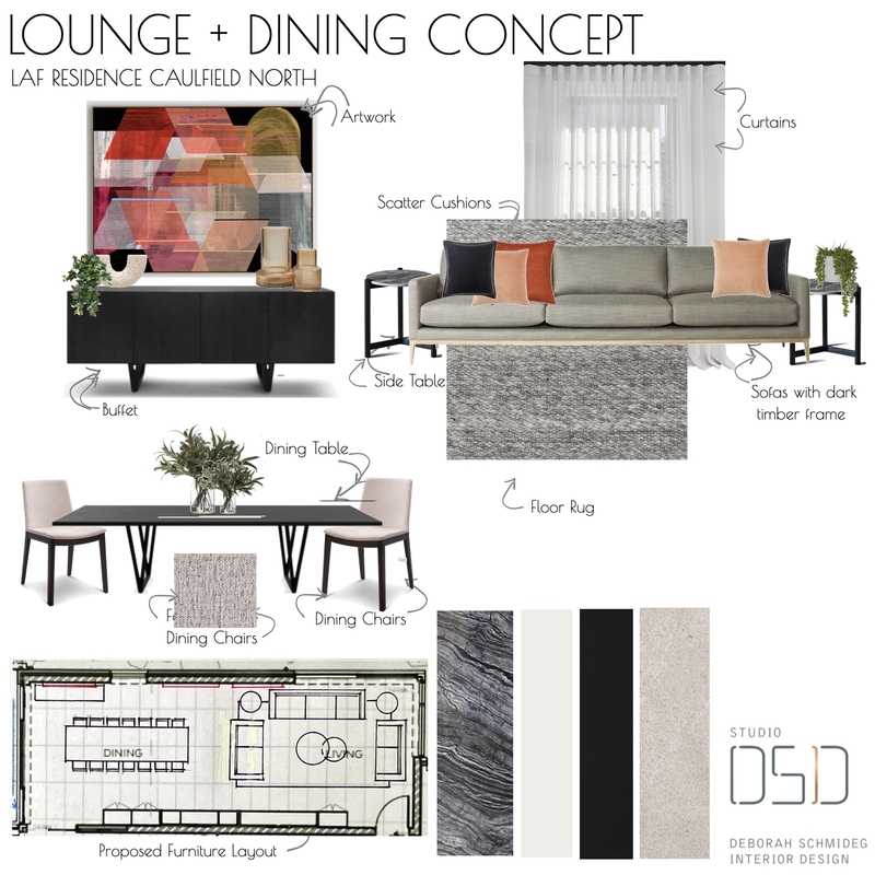 ALF Residence Lounge + Dining Rev B Mood Board by Debschmideg on Style Sourcebook