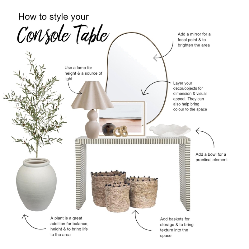 How to style your console table Mood Board by Meraki Home Design on Style Sourcebook