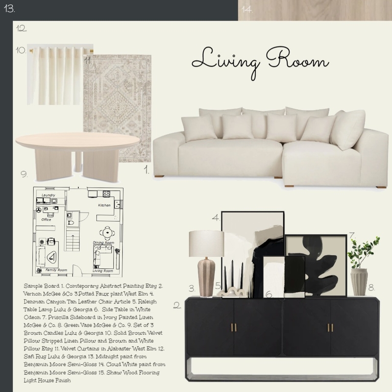 Living Room Sample Board Mood Board by chercassady on Style Sourcebook