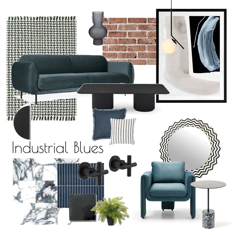 Industrial Blues Mood Board by Elizabeth G Interiors on Style Sourcebook