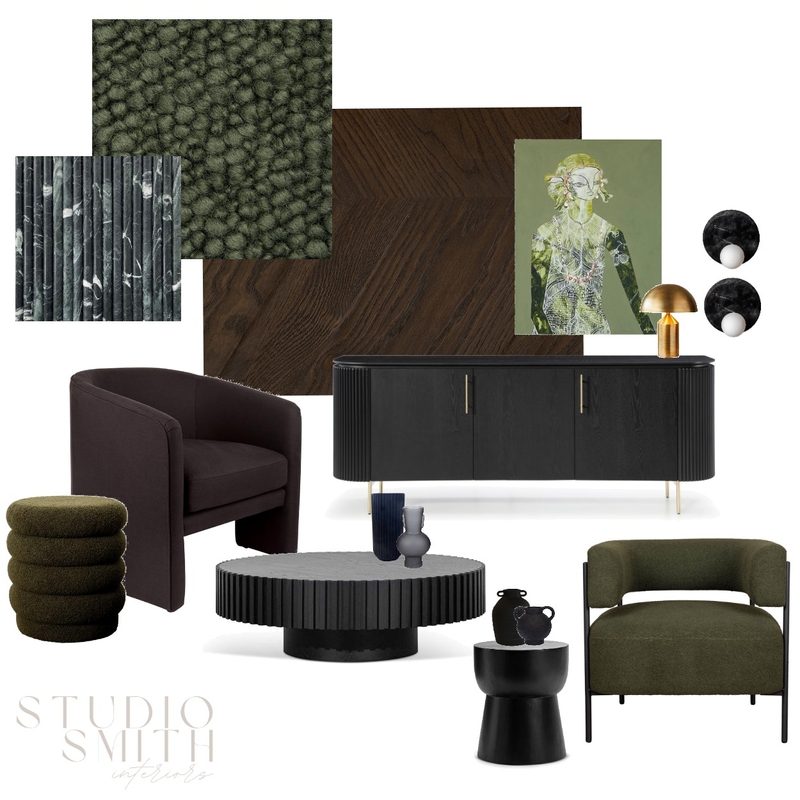 Dark and Moody Living Room Mood Board by Studio Smith Interiors on Style Sourcebook