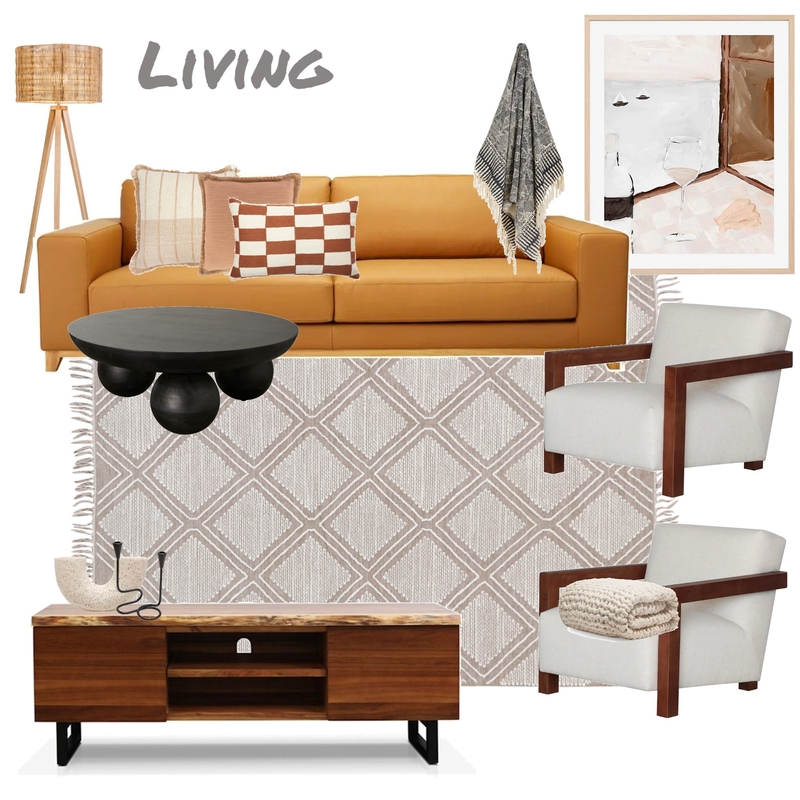 living room warm tones Mood Board by House of Leke on Style Sourcebook