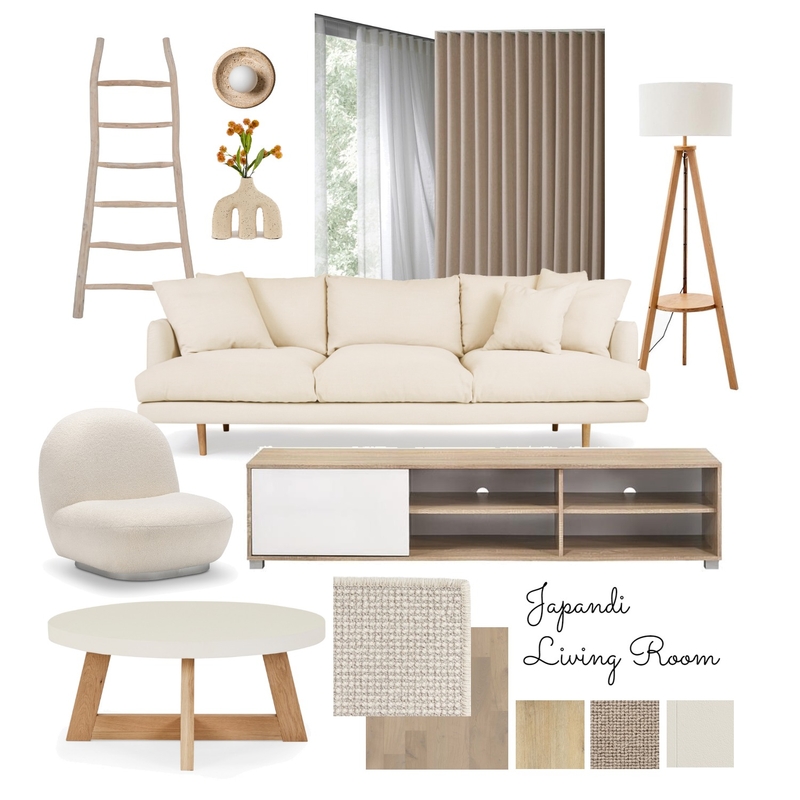 Japandi Living Room Mood Board by kamlehcar on Style Sourcebook