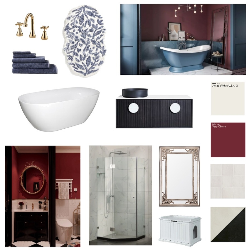 Royal Red Bathroom Mood Board by Greenterior Design on Style Sourcebook