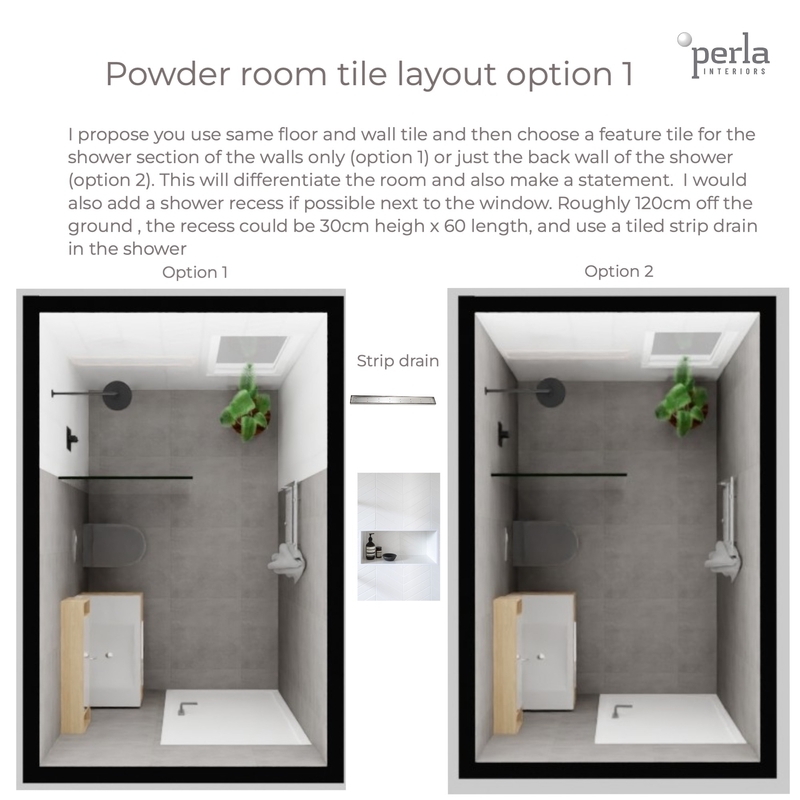 Winnie and Ben powder room tile layout option 1 Mood Board by Perla Interiors on Style Sourcebook