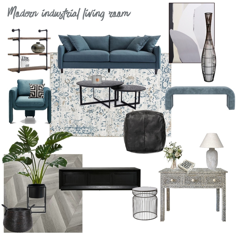 Modern industrial living room Mood Board by Millisrmvsk on Style Sourcebook