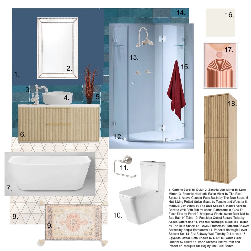 Sample Board - Royal Blue Bathroom Mood Board by Greenterior Design on Style Sourcebook