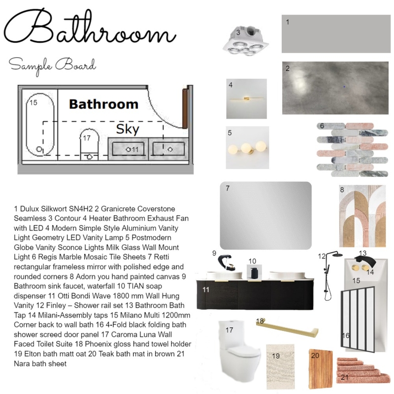 Module 9 Bathroom Mood Board by Life by Andrea on Style Sourcebook