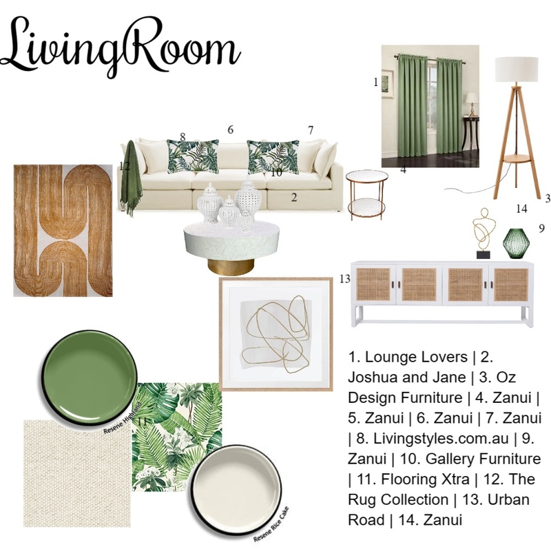 Living Room Sample Board Mood Board by KerryW on Style Sourcebook