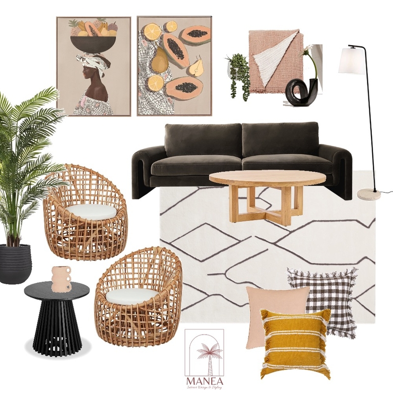 Modern Tropics Living Room Mood Board by Manea Interiors on Style Sourcebook