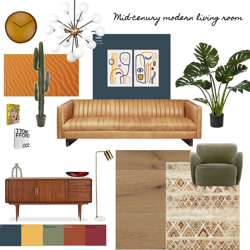 Mid- century living room design Mood Board by Tamzin Coelho on Style Sourcebook
