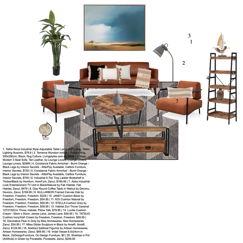 Modern industrial living room Mood Board by anths18 on Style Sourcebook