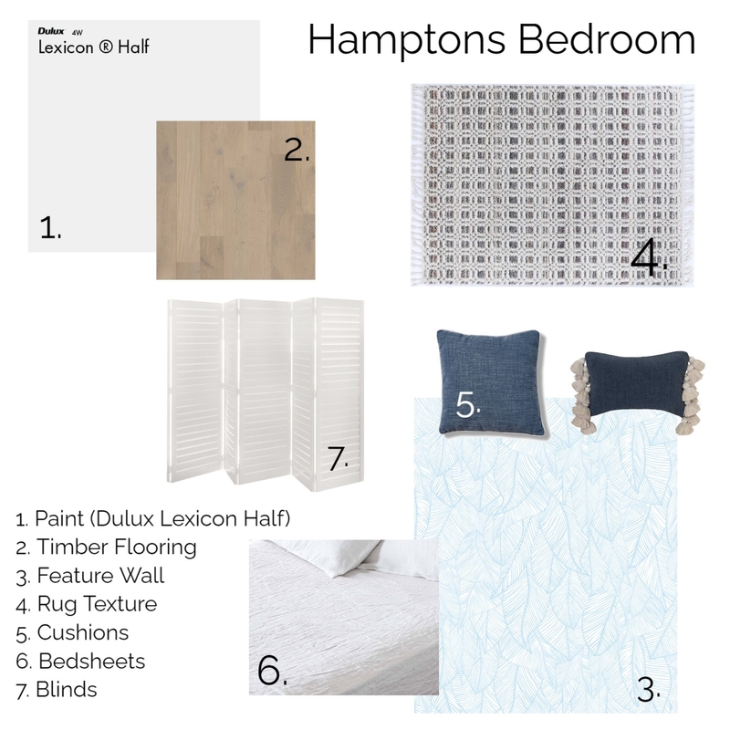 Hamptons Bedroom Paint a Fabric Board Mood Board by hayleyponchard on Style Sourcebook