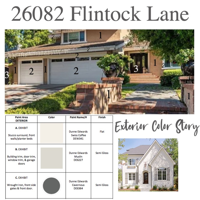 Flintock Exterior Color Story Mood Board by MicheleDeniseDesigns on Style Sourcebook