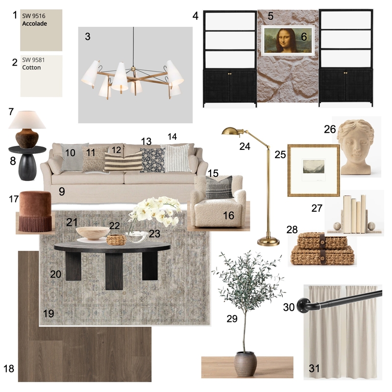 Module 9 - Living Room Mood Board by Salma Elmasry on Style Sourcebook