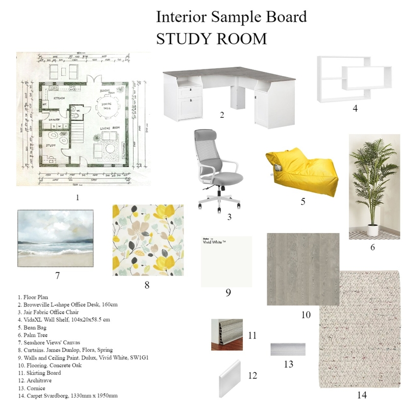 Sample Board - STUDY ROOM Mood Board by natalia_umrani on Style Sourcebook