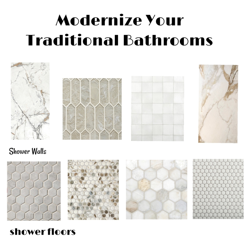 Modern/Traditional Showers Mood Board by Mary Helen Uplifting Designs on Style Sourcebook