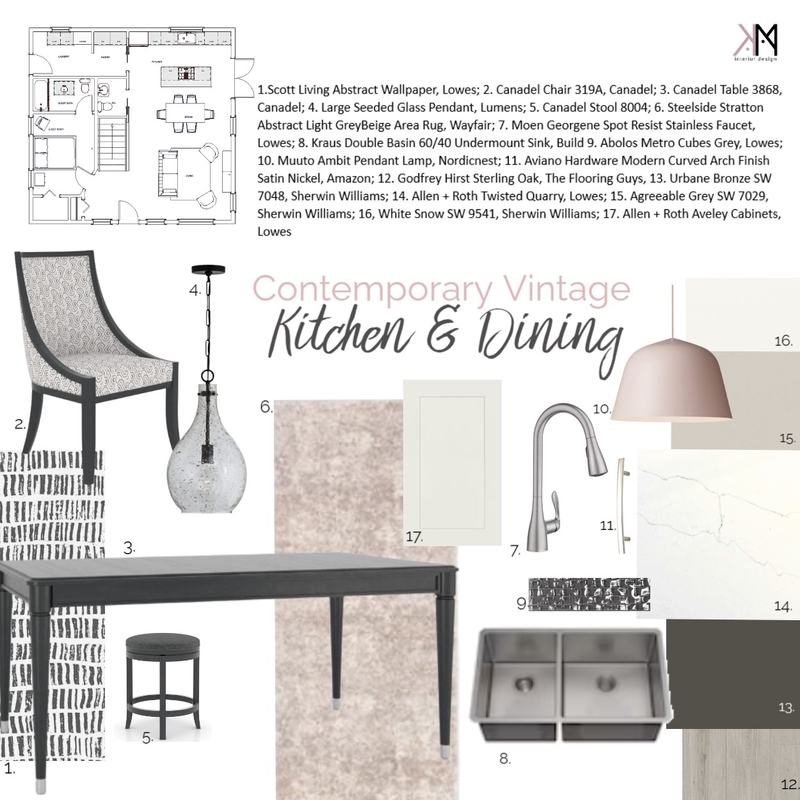 Contemporary Vintage Kitchen / Dining Room Mood Board by Kat Morris Interior Design on Style Sourcebook