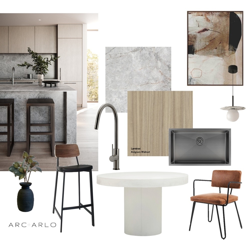 Stone and Cognac Kitchen Mood Board by Arc and Arlo on Style Sourcebook
