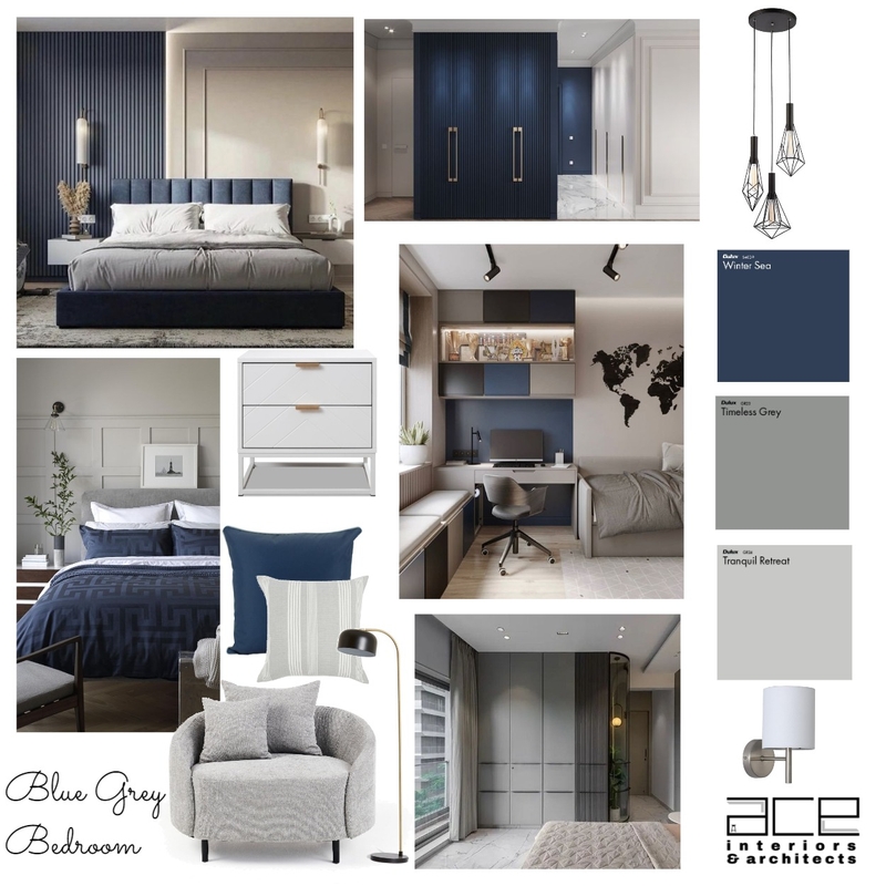 Blue grey bedroom Mood Board by Prarthana on Style Sourcebook