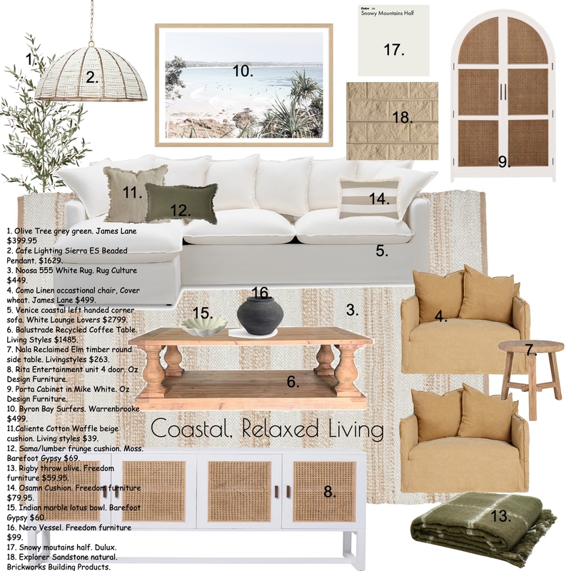 Coastal Relaxed Living Room Mood Board by Lauren ulherr on Style Sourcebook