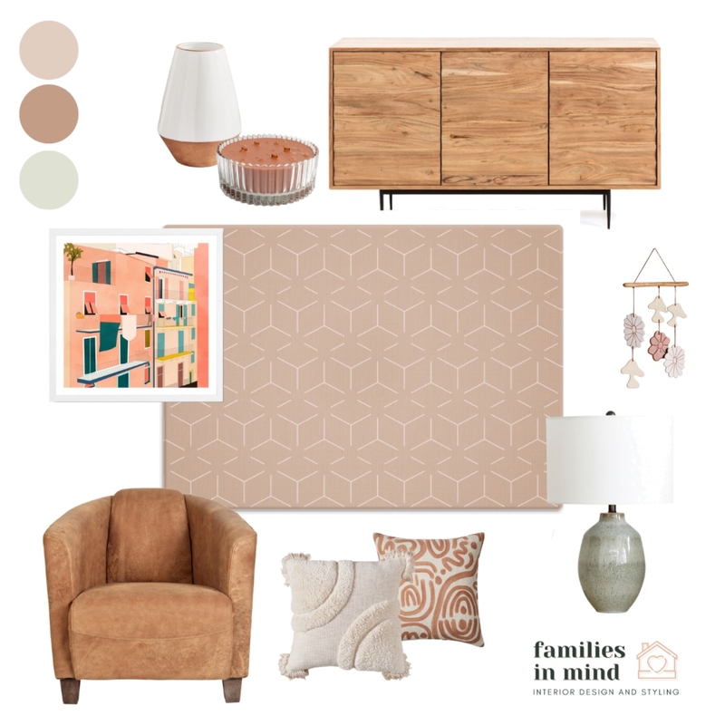 Earthy Family Living Mood Board by Families in Mind Design on Style Sourcebook