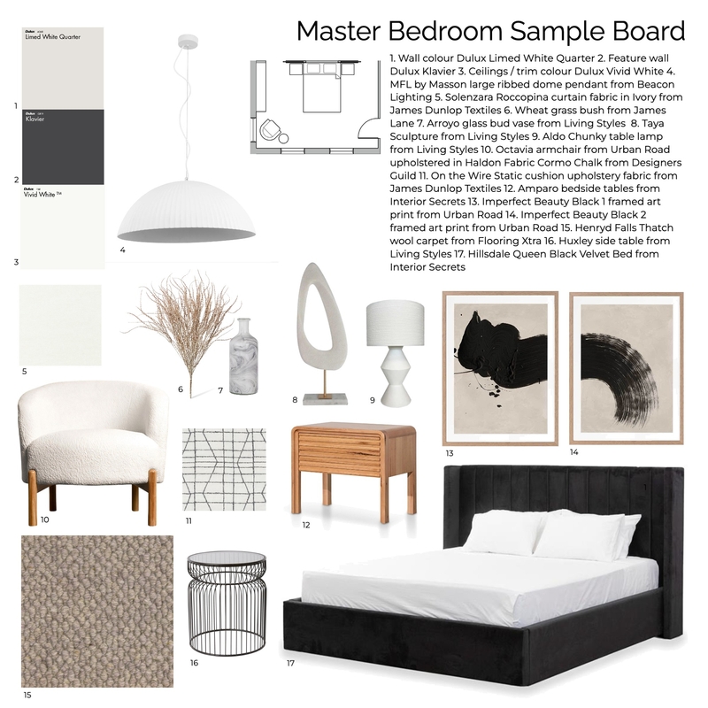 Master Bedroom Sample Board Mood Board by KS Creative on Style Sourcebook