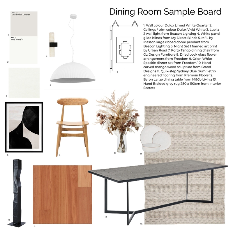 Dining Room Sample Board Mood Board by KS Creative on Style Sourcebook