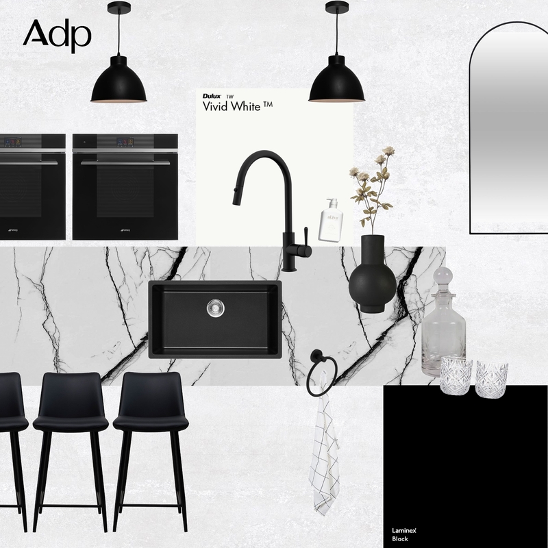 Luxury Black Kitchen | Eternal Kitchen Pull-Out Mixer in Matte Black Mood Board by ADP on Style Sourcebook