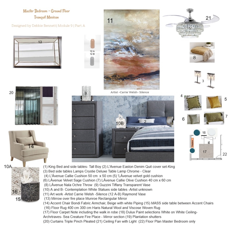 Module 9 Master Bedroom Part A Mood Board by Refined By Design Pty Ltd on Style Sourcebook