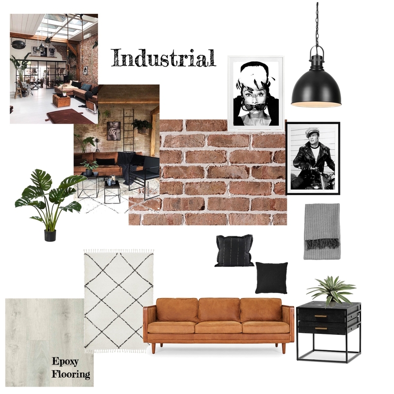 Industrial Living Space Mood Board by WhitneyJ on Style Sourcebook