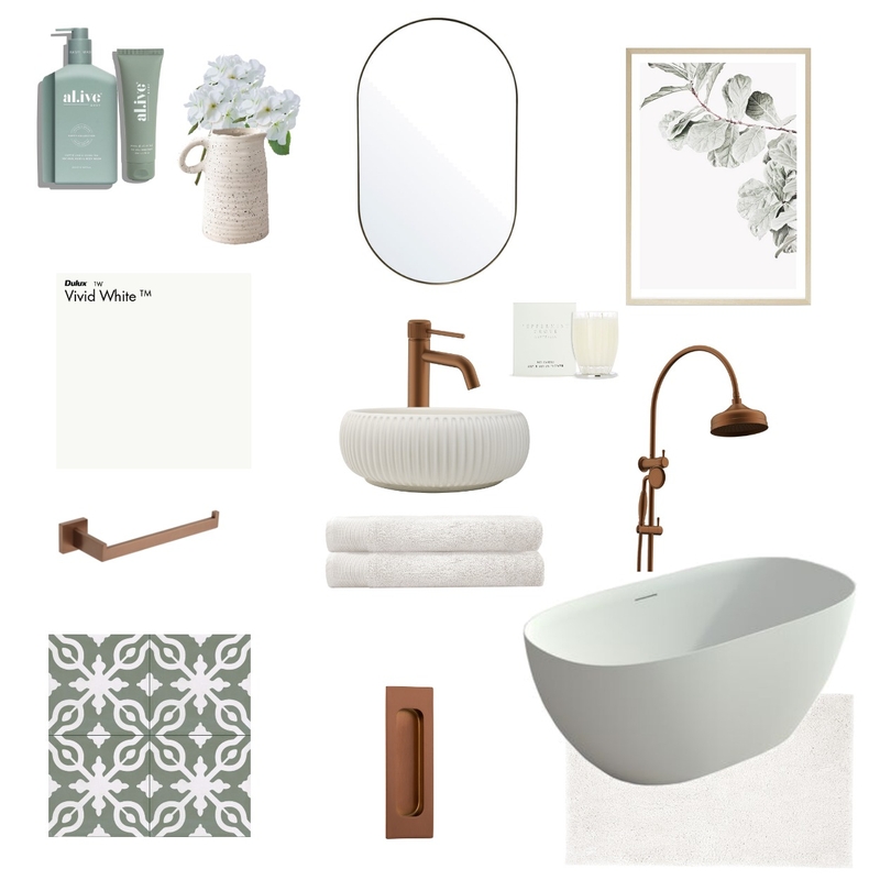 Green bathroom Mood Board by Ordinary Made Beautiful on Style Sourcebook