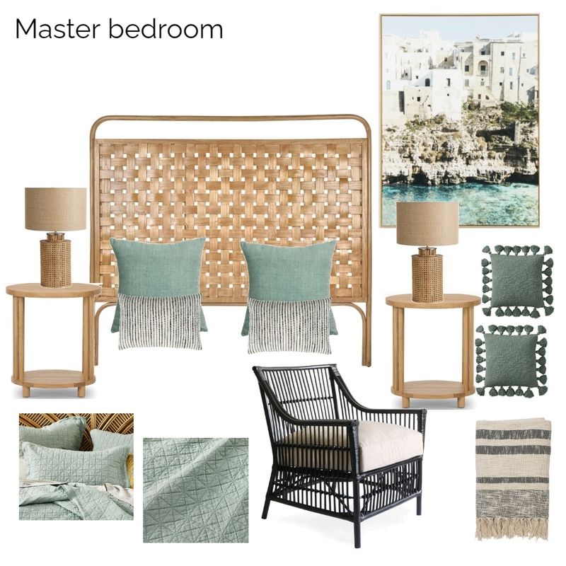 Master bedroom, Greens, blacks and neutrals Mood Board by LaraMcc on Style Sourcebook