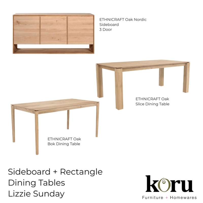 Lizzie Sunday - Sideboard + Rectangle Dining Tables Mood Board by bronteskaines on Style Sourcebook