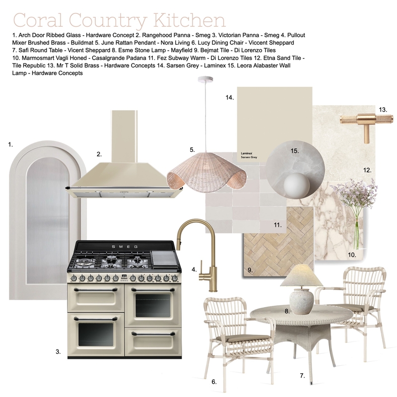 Coral Country Kitchen Mood Board by SALT SOL DESIGNS on Style Sourcebook