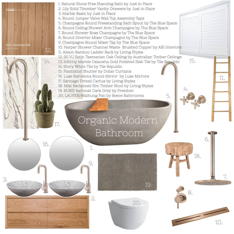 Modern natural bathroom Mood Board by Natural Conscious Living Design on Style Sourcebook