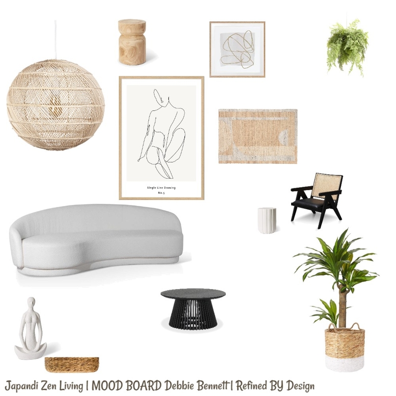 Japandi Zen Living Mood Board Mood Board by Refined By Design Pty Ltd on Style Sourcebook