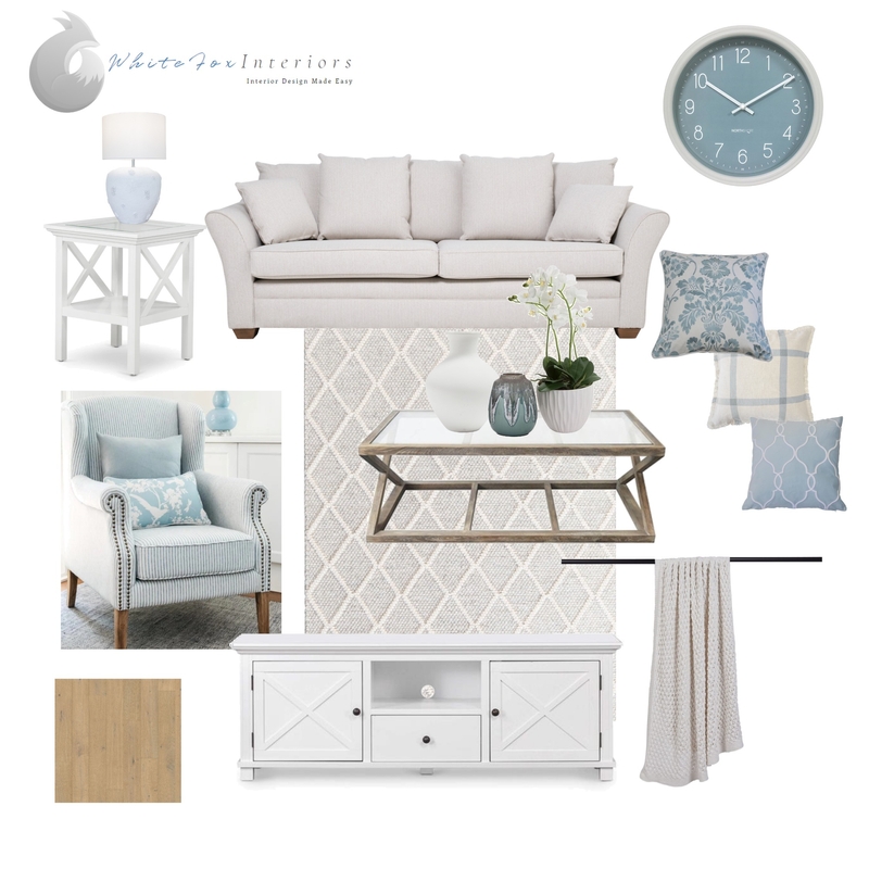 Hamptons Lounge Room Mood Board by White Fox Interiors on Style Sourcebook