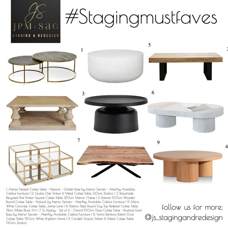 Staging must faves : Coffee Tables Mood Board by JPM+SAG Staging and Redesign on Style Sourcebook