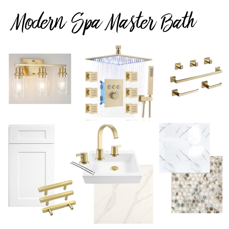 Modern Spa Master Bath Mood Board by Mary Helen Uplifting Designs on Style Sourcebook