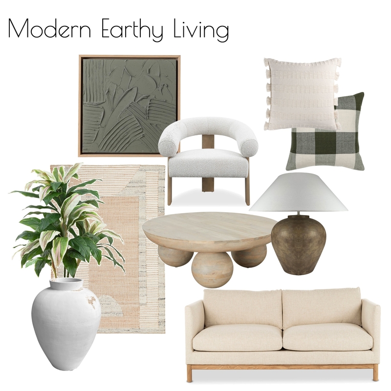 Modern Earthy Living Mood Board by Shelly Thorpe for MindstyleCo on Style Sourcebook