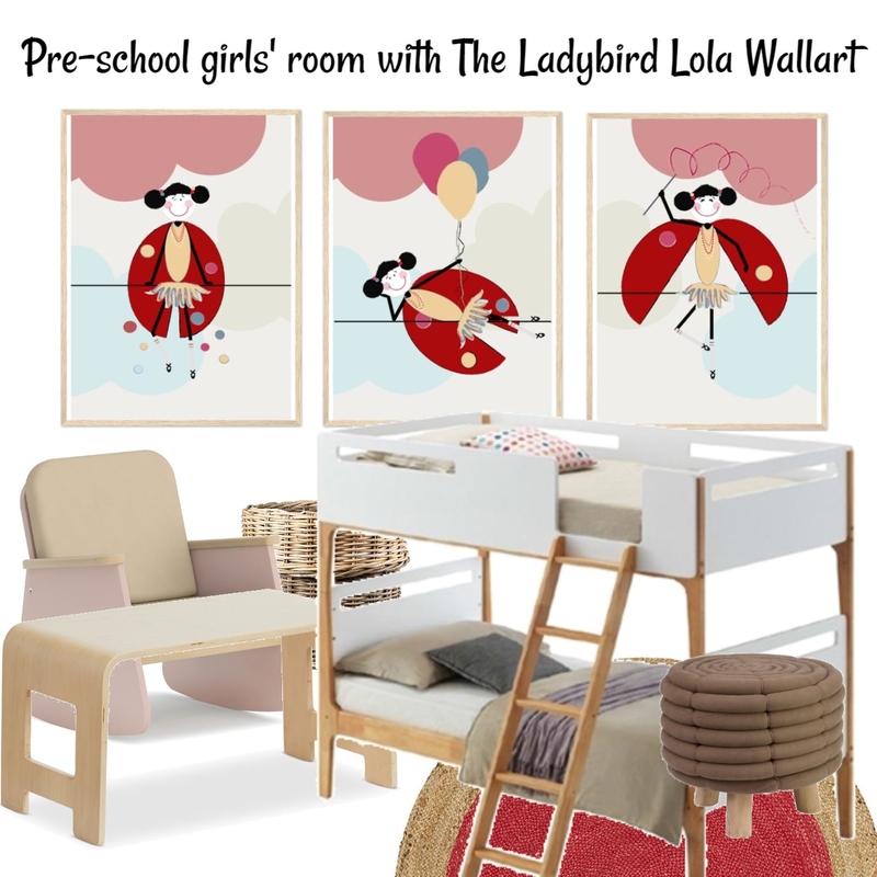 Pre-school girls room with The Ladybur Lola Wallart Mood Board by Gos from Design Home Space on Style Sourcebook