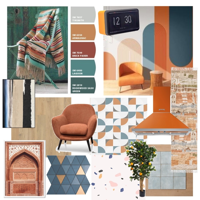 Orange and Blue Mood Board by gettenb on Style Sourcebook