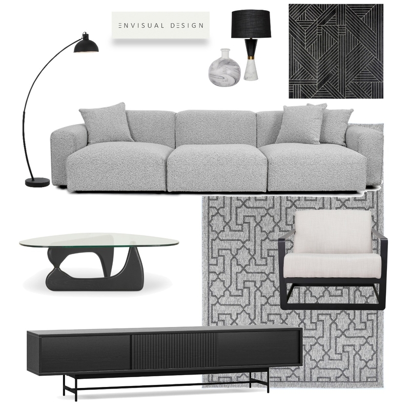 Black and Grey Living room Mood Board by E N V I S U A L      D E S I G N on Style Sourcebook