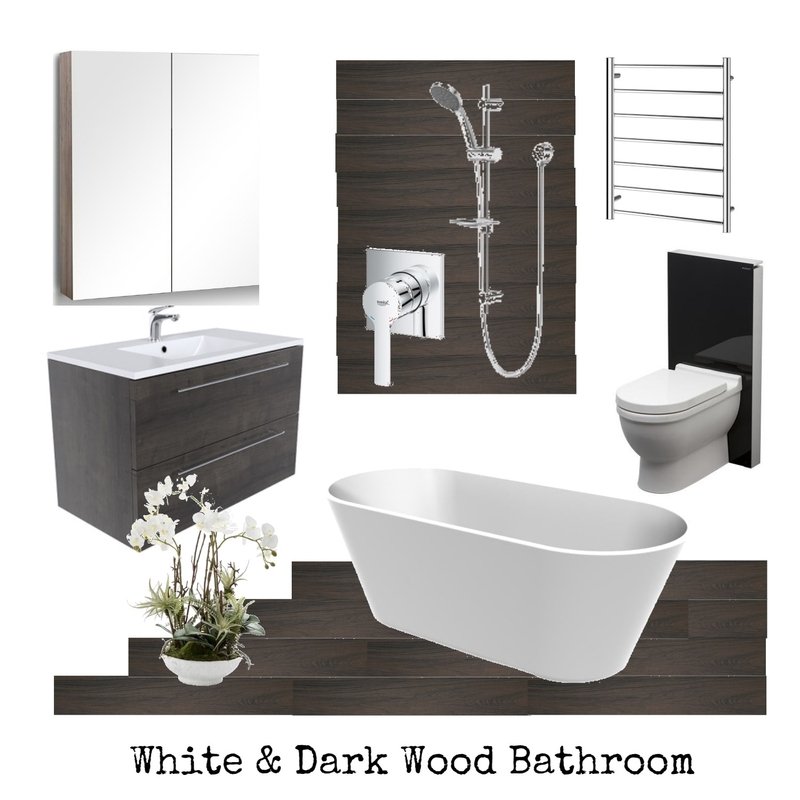 En-suite Bathroom Dark Brown wood tiles Mood Board by martina.interior.designer on Style Sourcebook