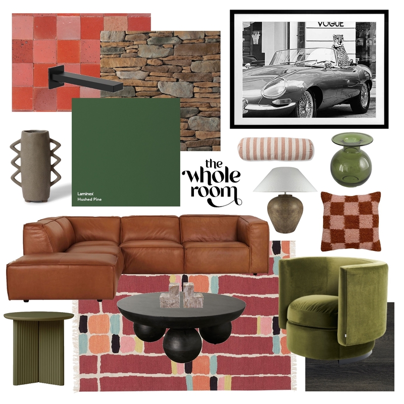 Checkers Pink and Green Lounge Retro Mood Board by The Whole Room on Style Sourcebook