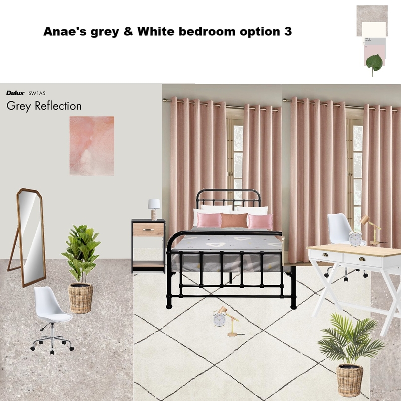 Anae's White, Grey and Pink Themed Bedroom preffered Option Mood Board by Asma Murekatete on Style Sourcebook