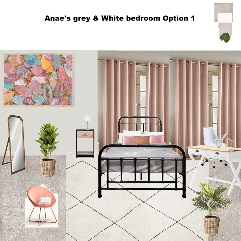 Anae's White, Grey and Pink Themed Bedroom preffered Option Mood Board by Asma Murekatete on Style Sourcebook