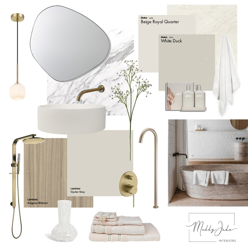 Earthy Bathroom Mood Board by Maddy Jade Interiors on Style Sourcebook